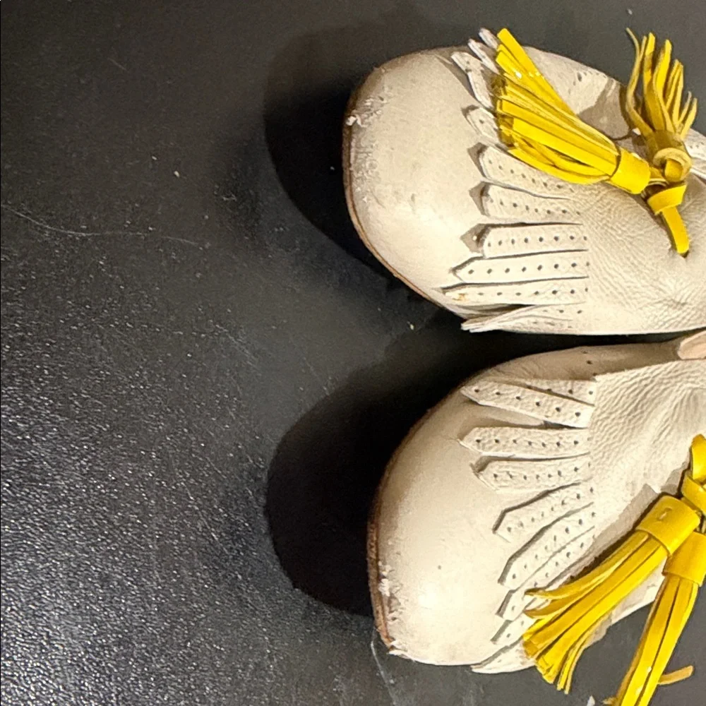 Fratelli Rossetti White and Yellow Tassel calfskin leather Loafers size 8